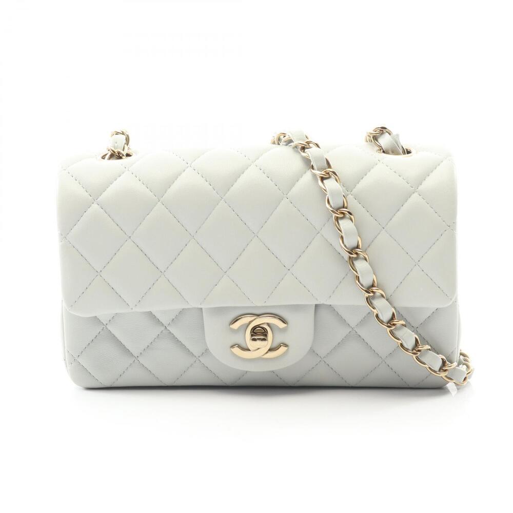 Chanel Matelasse Shoulder Bag Lambskin Sheepskin Leather Gray
